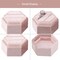 Velvet Hexagon Ring Box – 2-Slot Wedding & Engagement Ring Display with Detachable Lid, Peach Pink Gift Box for Proposal, Ceremony & Special Occasions (Peach pink)